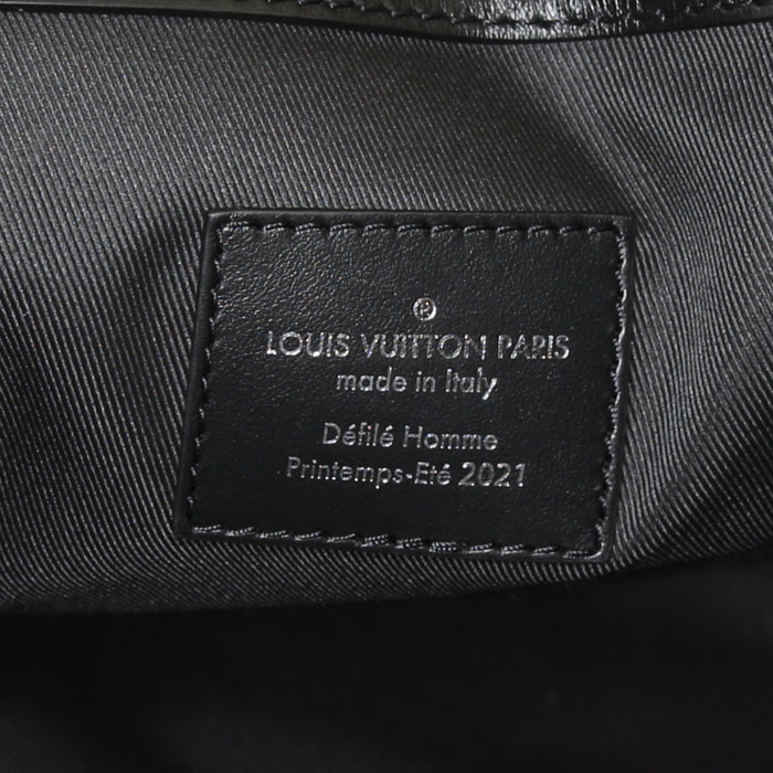 Sac de week end Louis Vuitton Keepall Editions Limitées en toile damier distorted noire et blanche - Detail D4