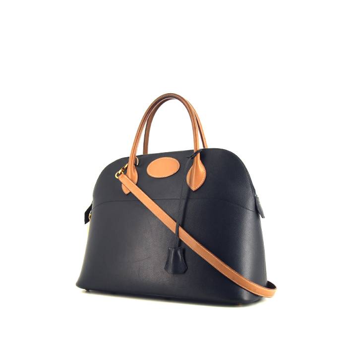 Sac à main Hermes Bolide 30 cm en cuir bicolore noir et marron