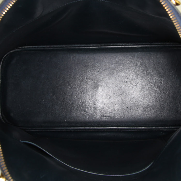 Sac à main Hermes Bolide 30 cm en cuir bicolore noir et marron - Detail D3