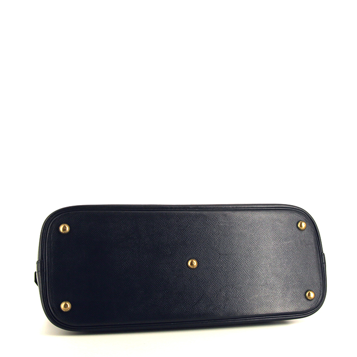 Bolso de mano Hermes Bolide 30 cm en cuero bicolor negro y marrón - Detail D5