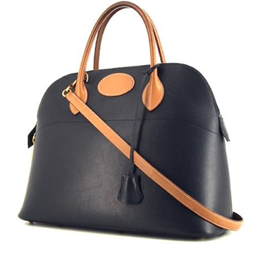 Sac à main Hermes Bolide 30 cm en cuir bicolore noir et marron