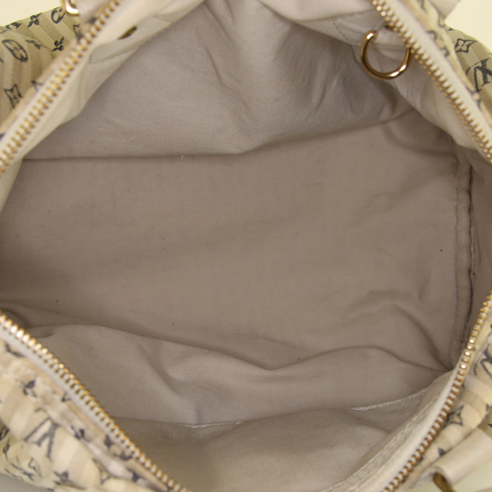 Sac à main Louis Vuitton Speedy 30 en toile monogram blanche et bleu-gris - Detail D2