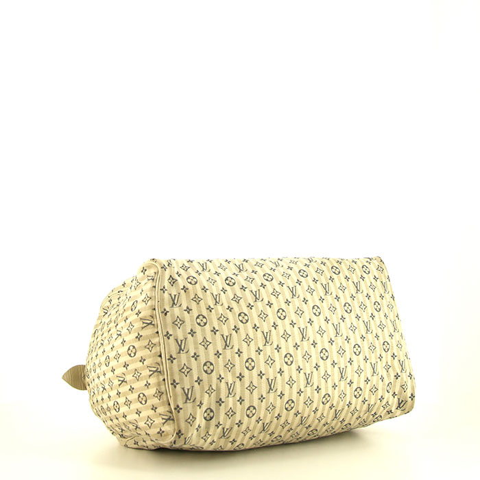Borsa Louis Vuitton Speedy 30 in tela monogram bianca e blu cadetto - Detail D4