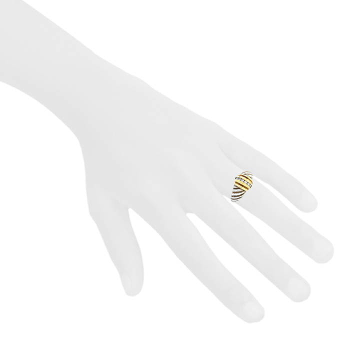 David Yurman ring in silver,  14 carats yellow gold and diamonds - Detail D1
