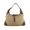 Gucci Jackie vintage handbag in beige monogram canvas and brown leather - 360 thumbnail