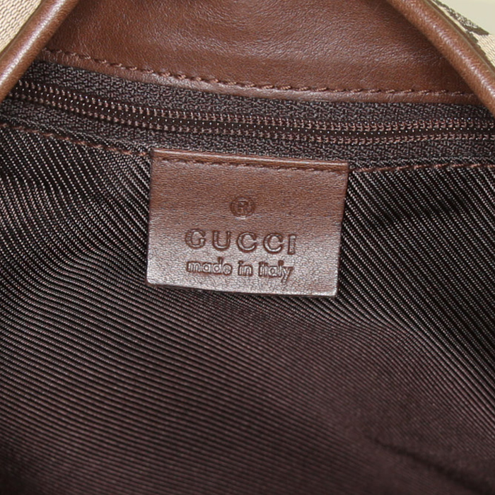 Sac à main Gucci Jackie vintage en toile monogram beige et cuir marron - Detail D3