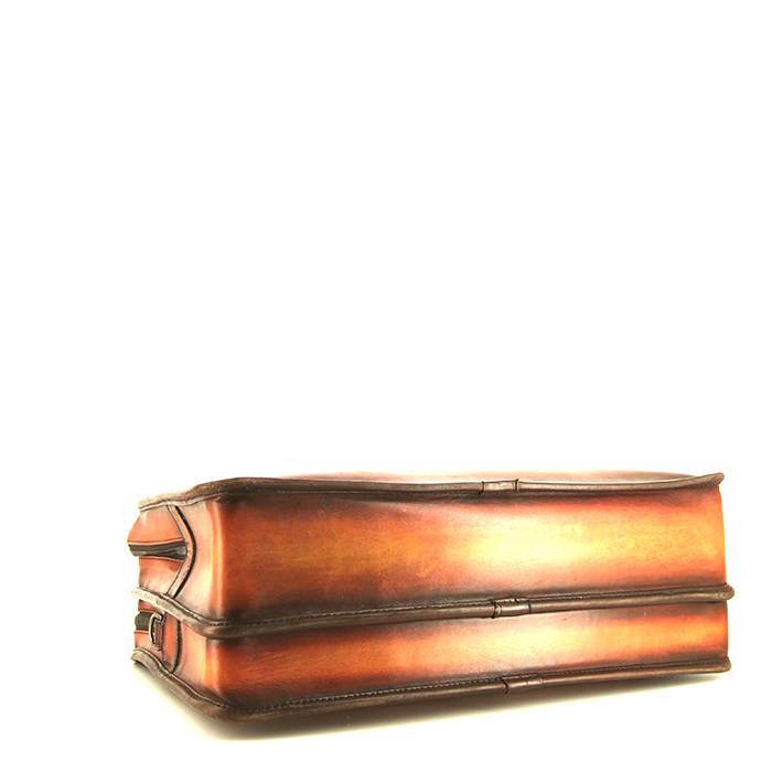 Berluti Deux jours briefcase in brown shading leather - Detail D4