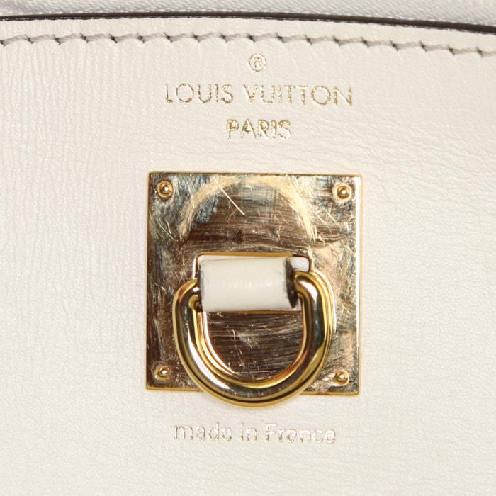 Bolso de mano Louis Vuitton City Steamer en cuero beige, caqui y rosa - Detail D4