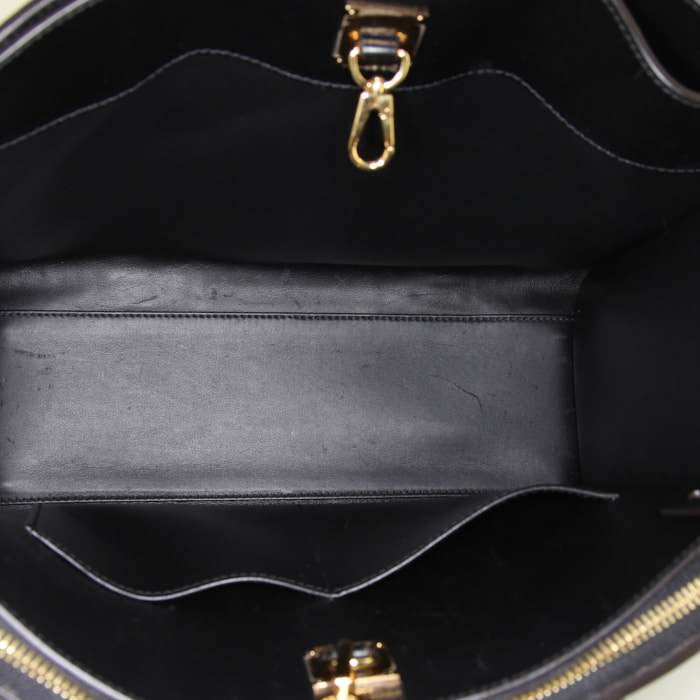 Louis Vuitton City Steamer medium model handbag in black, brown and white leather and ebene monogram canvas - Detail D3