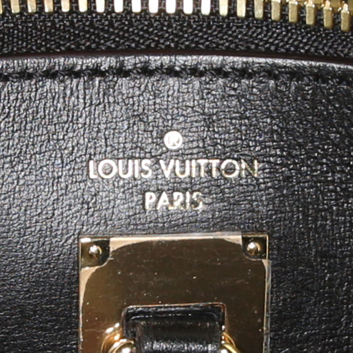 Louis Vuitton City Steamer medium model handbag in black, brown and white leather and ebene monogram canvas - Detail D4