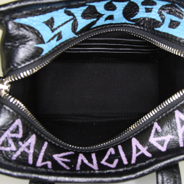 Balenciaga Bazar shopper small model shopping bag in black leather - Detail D3