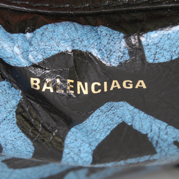 Balenciaga Bazar shopper small model shopping bag in black leather - Detail D4