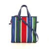 Bolso Cabás Balenciaga Bazar shopper modelo mediano en cuero azul, blanco, verde y rojo - 360 thumbnail