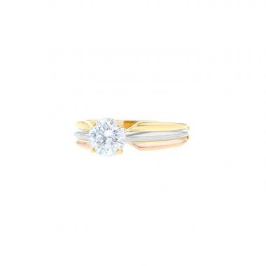 Anello solitario Cartier Trois ors in 3 ori e diamante (0,94 carat)