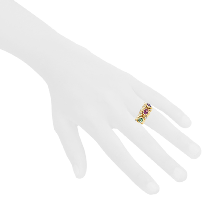 Dior Deux Epices ring in yellow gold,  amethyst and tourmaline peridot - Detail D1