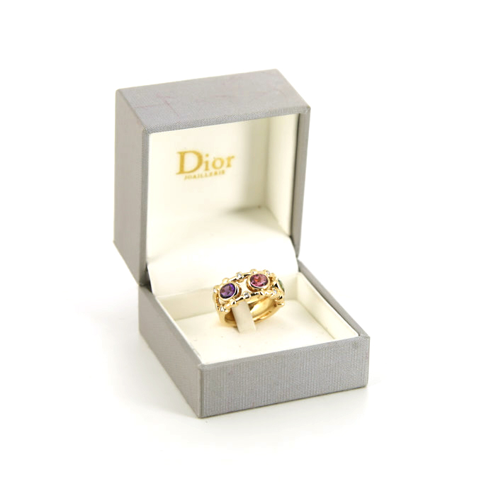 Dior Deux Epices ring in yellow gold,  amethyst and tourmaline peridot - Detail D2