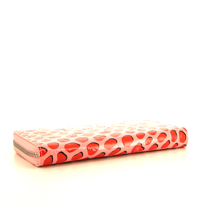 Portafogli Louis Vuitton Zippy in pelle verniciata monogram bicolore rosa e rossa motivo a pois - Detail D4