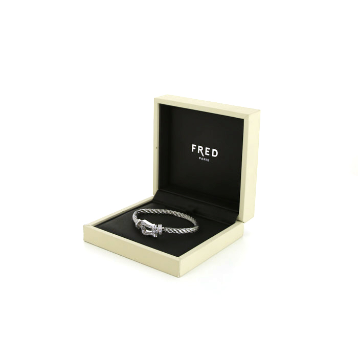 Brazalete Fred Force 10 modelo mas grande en oro blanco,  acero y diamantes - Detail D2