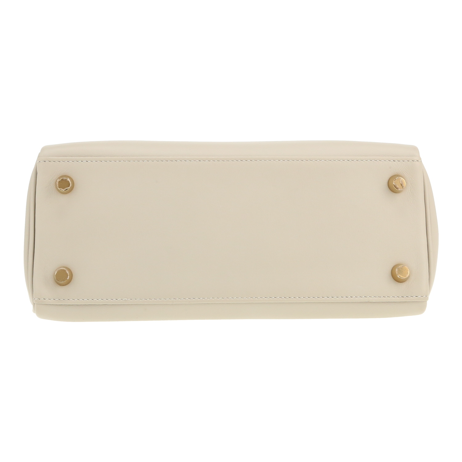 Bolso de mano Hermès  Kelly 25 cm en cuero swift Gris Perle - Detail D1