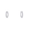 Vintage small hoop earrings in 14k white gold and diamonds - 00pp thumbnail