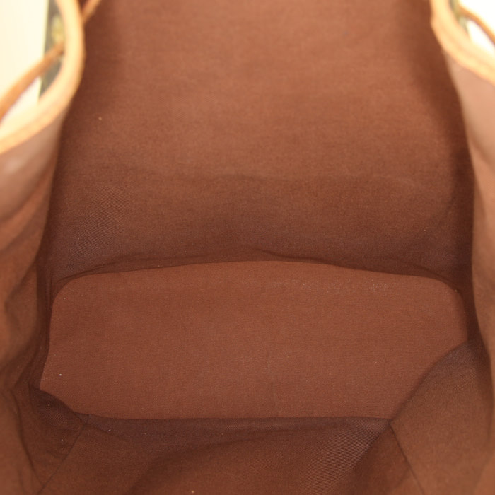 Sac à dos Louis Vuitton Montsouris en toile monogram marron et cuir naturel - Detail D2