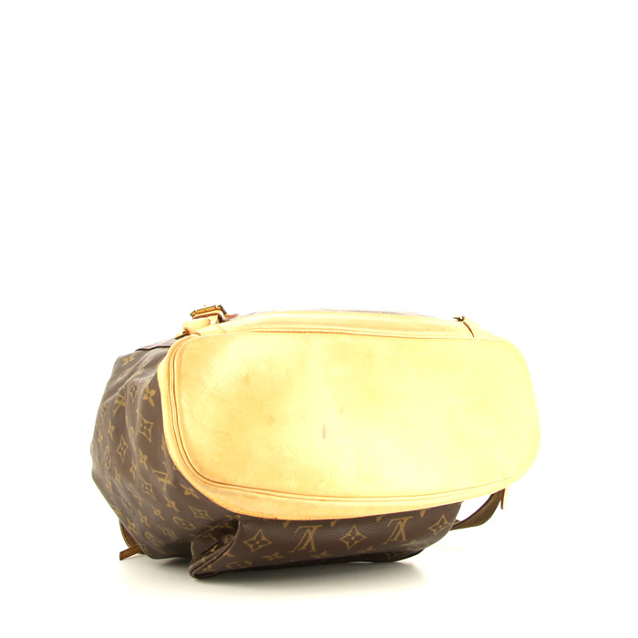 Sac à dos Louis Vuitton Montsouris en toile monogram marron et cuir naturel - Detail D4