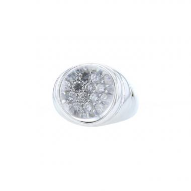 Mauboussin Transparence ring in white gold,  diamonds and rock crystal