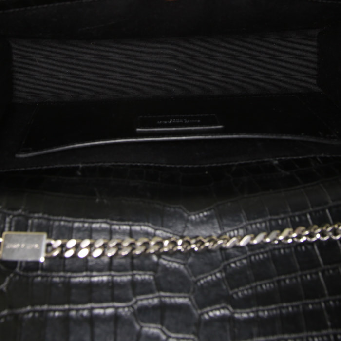 Bolso bandolera Saint Laurent Kate Pompon en cuero negro - Detail D2