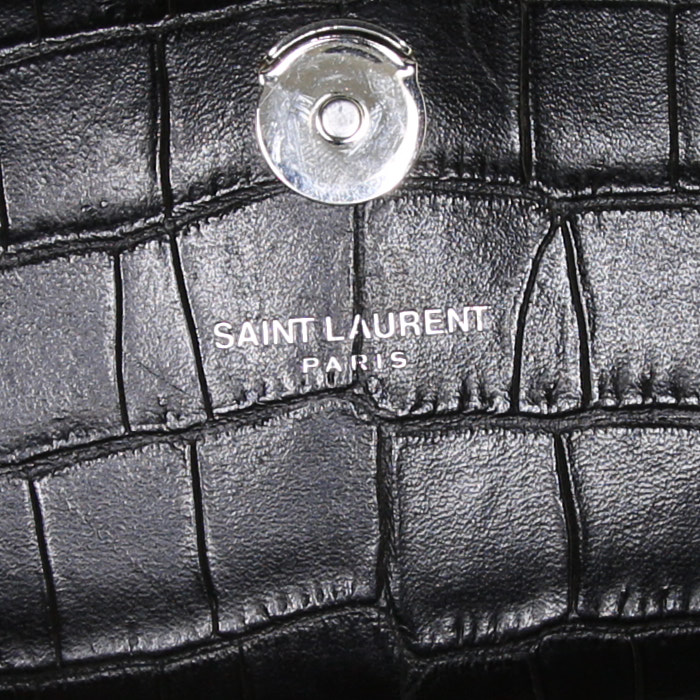 Saint Laurent Kate Pompon shoulder bag in black leather - Detail D3