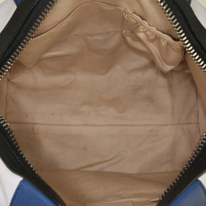 Bolso de mano Givenchy Lucrezia en cuero azul, blanco y negro - Detail D3