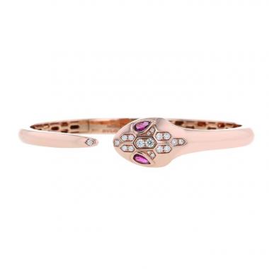 Brazalete Bulgari Serpenti en oro rosa,  turmalina rosa y diamantes