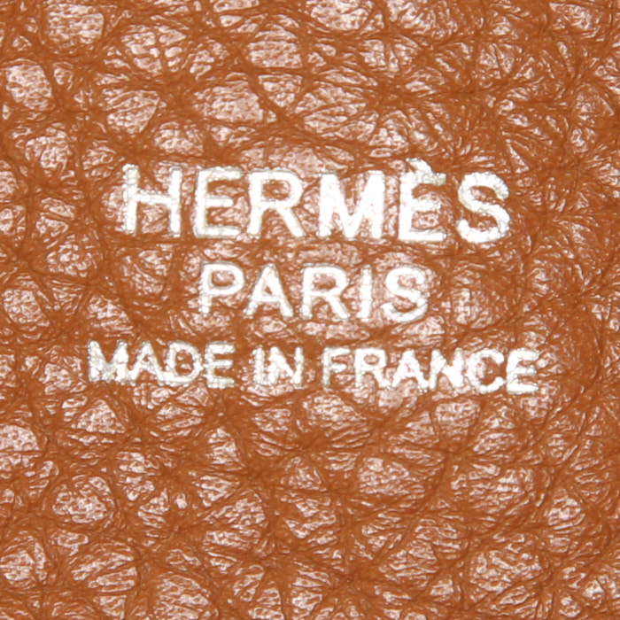 Sac porté épaule Hermes Marwari en cuir togo gold et cuir marron - Detail D3