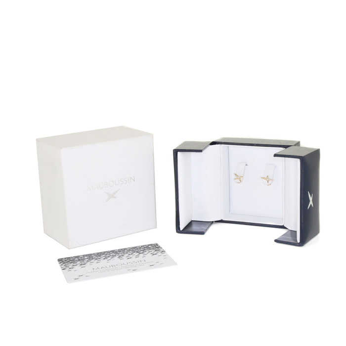 Mauboussin Valentine Parce Que Valentin small earrings in yellow gold and diamonds - Detail D2