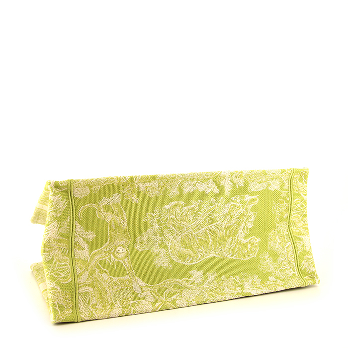 Dior Book Tote small model shopping bag in green embroidered canvas - Detail D4