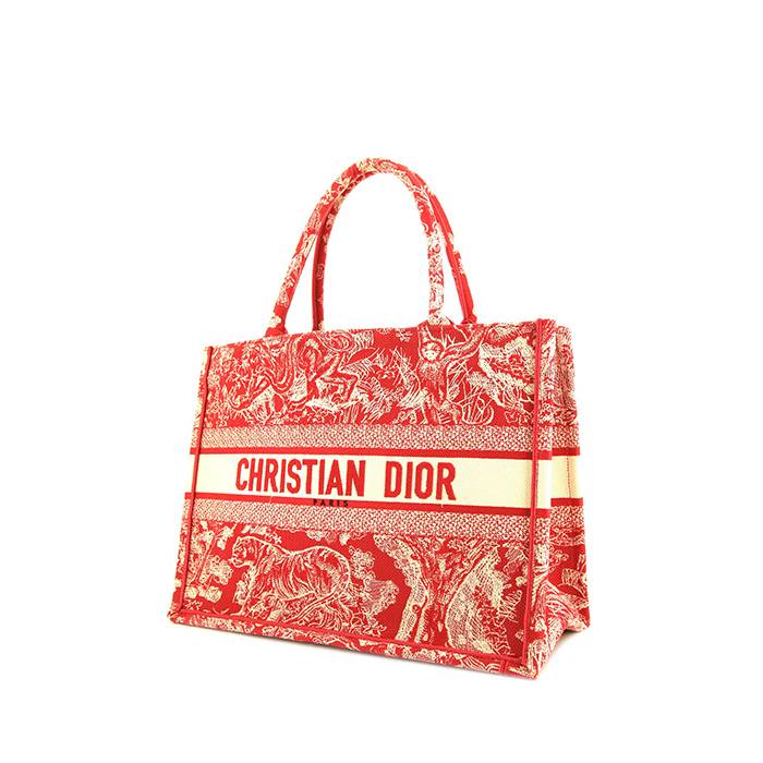 Christian Dior Tote Red Trotter Canvas Shopping Bag 