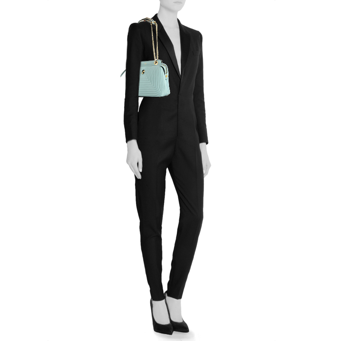 Fendi  Dotcom shoulder bag  in light blue leather - Detail D1