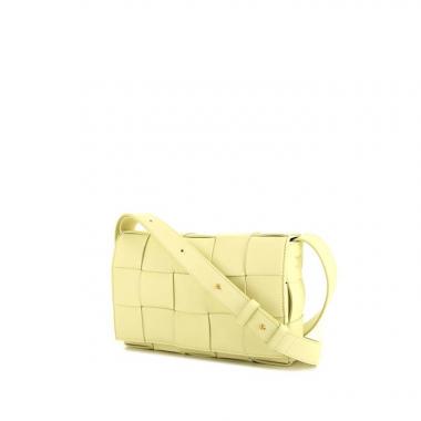 Bolso bandolera Bottega Veneta Casette en cuero intrecciato amarillo