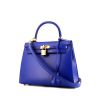Hermes Kelly 25 cm handbag in blue box leather - 00pp thumbnail