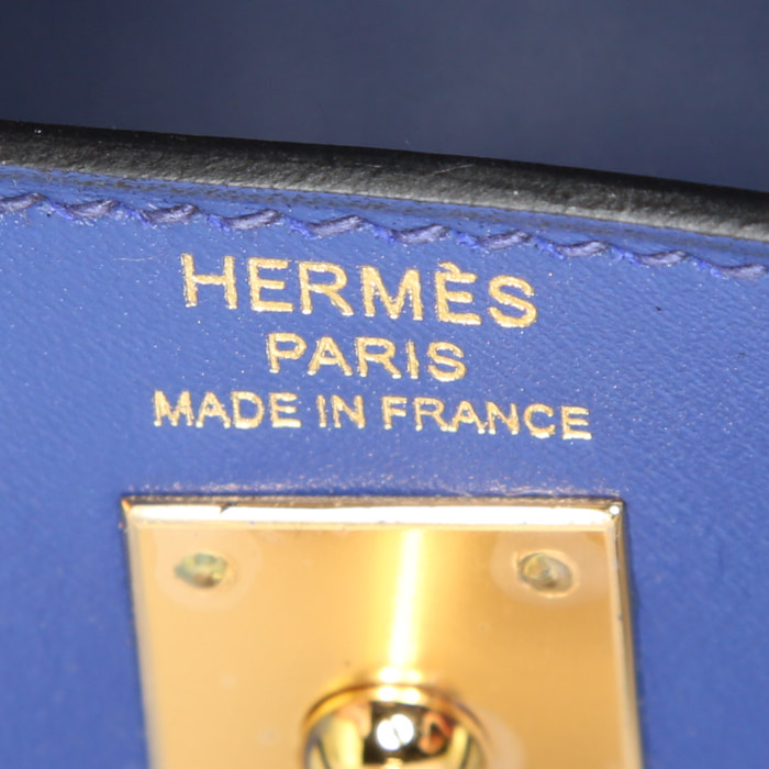 Borsa Hermes Kelly 25 cm in pelle box blu - Detail D4