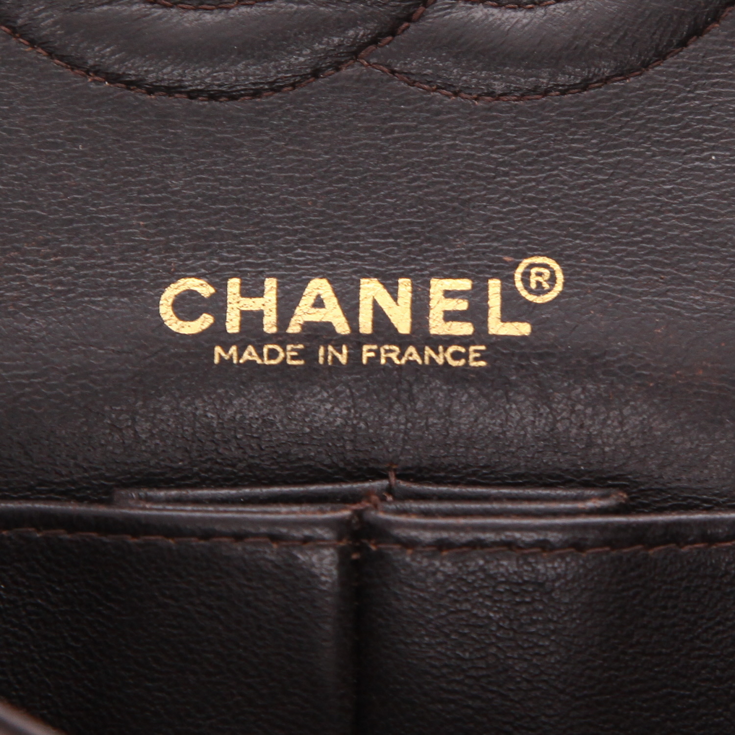 Borsa Chanel  Timeless Classic in jersey trapuntato marrone - Detail D2