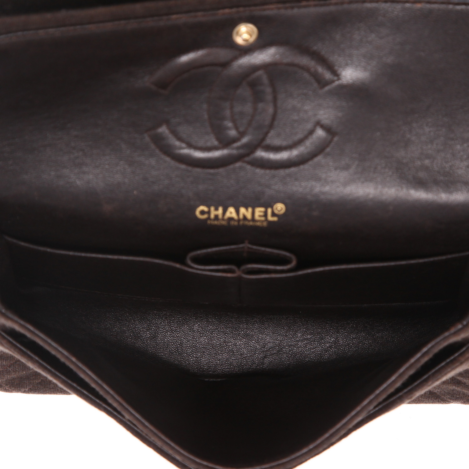 Bolso de mano Chanel  Timeless Classic en jersey acolchado marrón - Detail D3