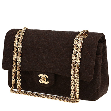 Borsa Chanel  Timeless Classic in jersey trapuntato marrone