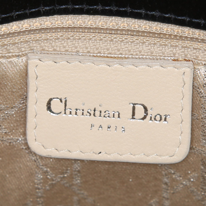 Borsa Dior Mini Lady Dior mini in raso blu marino - Detail D3