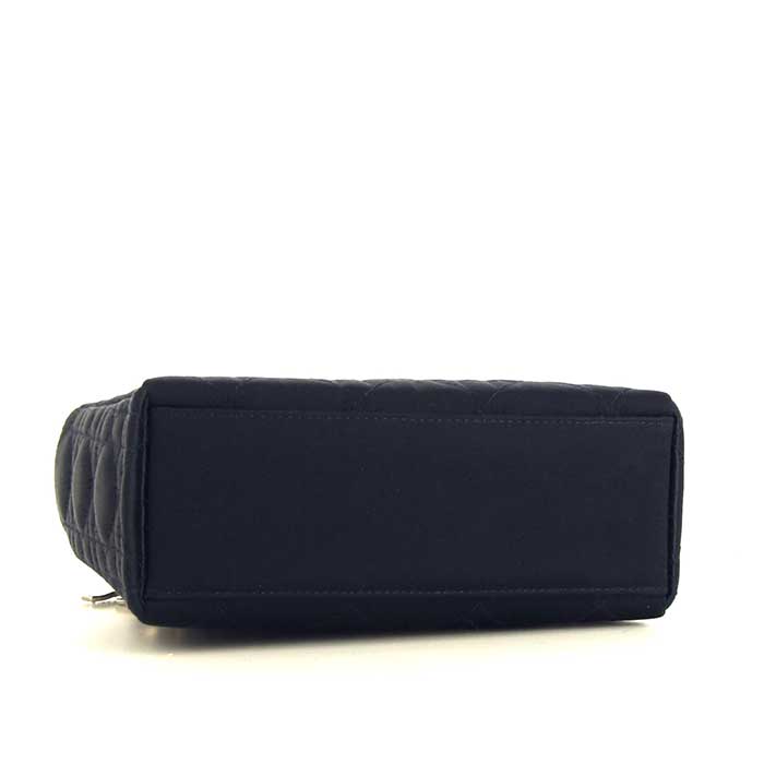 Dior Mini Lady Dior mini handbag in navy blue satin - Detail D4