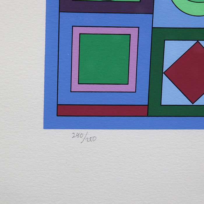 Victor Vasarely, "Hyram", sérigraphie en couleurs sur papier, signée, numérotée et encadrée, de 1986 - Detail D3