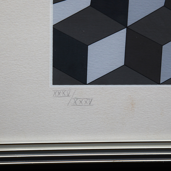 Victor Vasarely, "Louisiana IV", silkscreen in colors on paper, signed, numbered and framed, of 1983-1984 - Detail D3