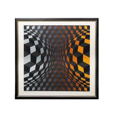 Victor Vasarely, "Louisiana IV", silkscreen in colors on paper, signed, numbered and framed, of 1983-1984
