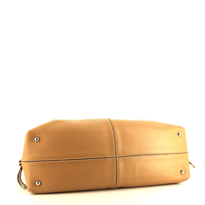 Bolso de mano Tod's en cuero granulado beige - Detail D4