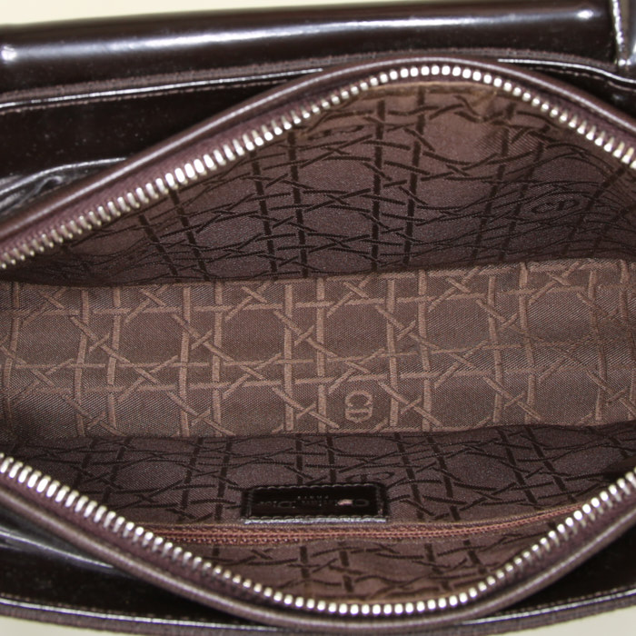 Dior Vintage handbag in brown canvas and leather - Detail D2