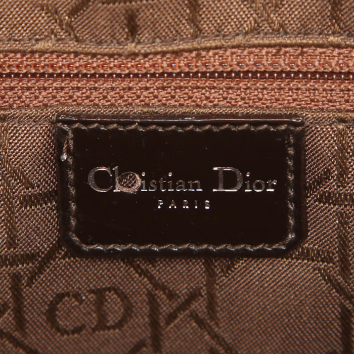 Dior Vintage handbag in brown canvas and leather - Detail D3